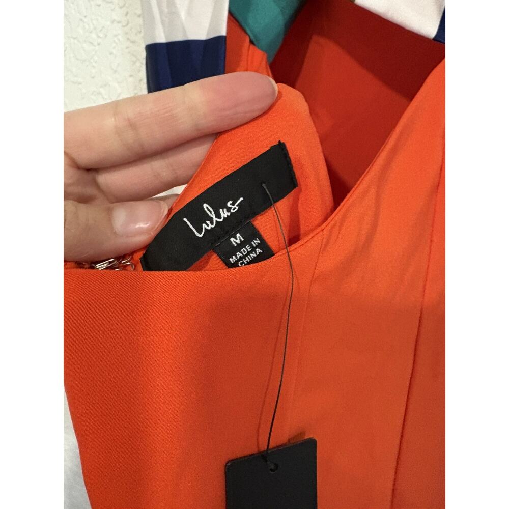 Lulu's Orange Mini Dress with Striped Bow Back - Picture 5 of 8